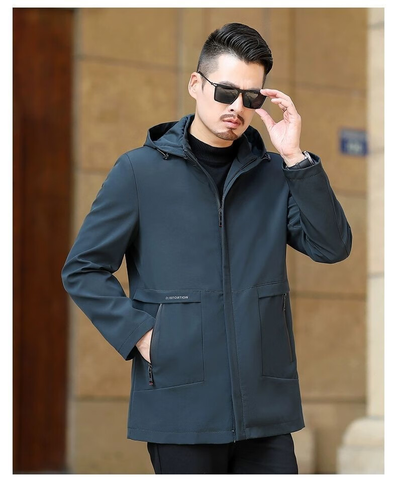皮尔卡丹【特价捡漏】高档风衣男中款季40岁男装薄款男士外套秋款爸爸