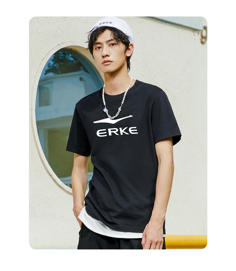 鸿星尔克运动t恤男夏季新款上衣短袖白色短t男半袖速干衣 2227正白