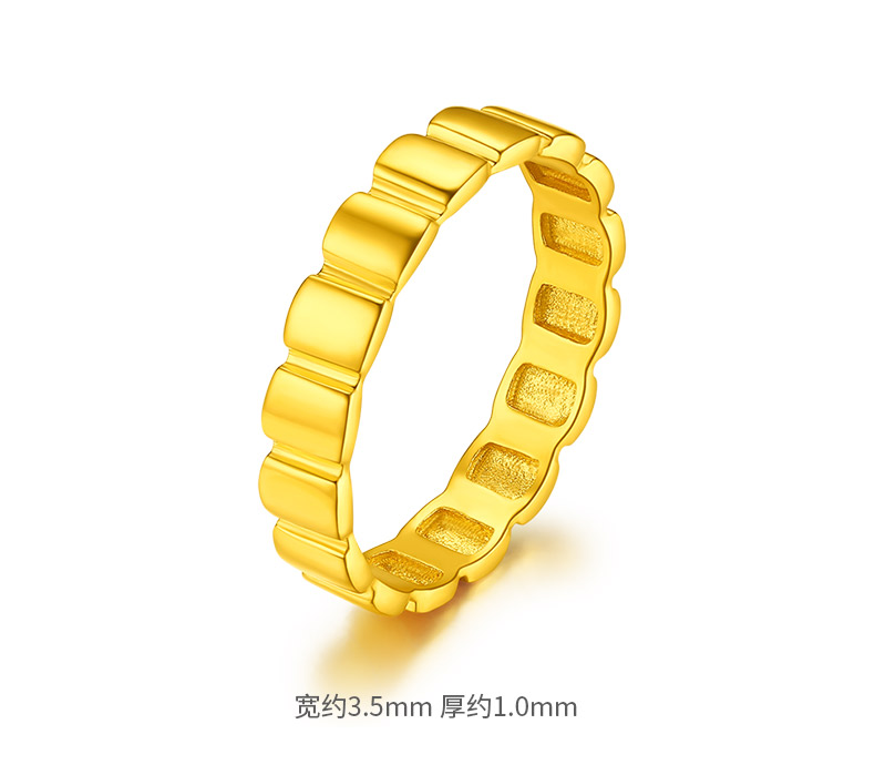 老凤凰款黄金蜂巢戒指5g黄金简约亮面蜂巢指环足金999实心素圈情侣