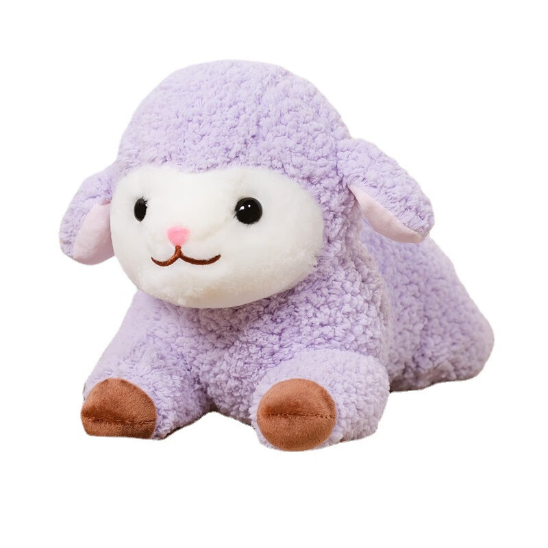 泡泡绒趴姿小绵羊小羊公仔家居家纺可爱小布偶娃娃女孩毛绒玩具 白