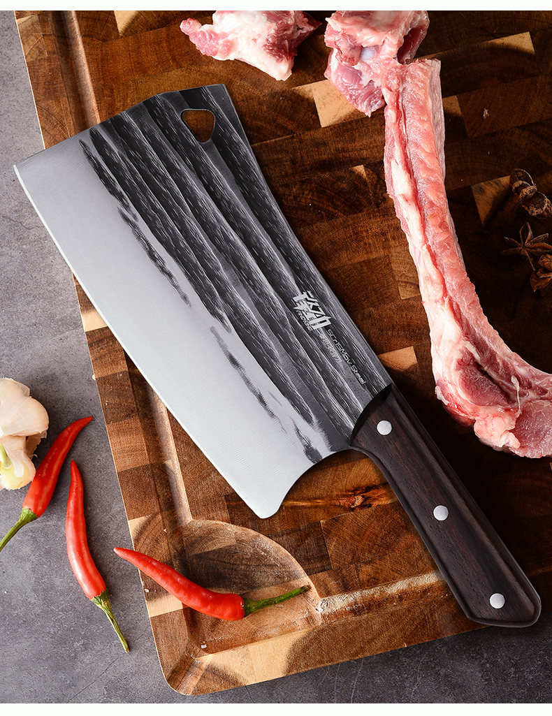 findking锋劲锤纹锻打砍骨刀大骨刀加厚斩肉骨头大骨专用家用商用刀