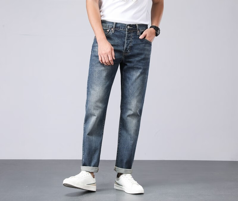 李维斯levis501男士修身直筒牛仔裤宽松休闲水洗长裤弹力秋冬 蓝色 28