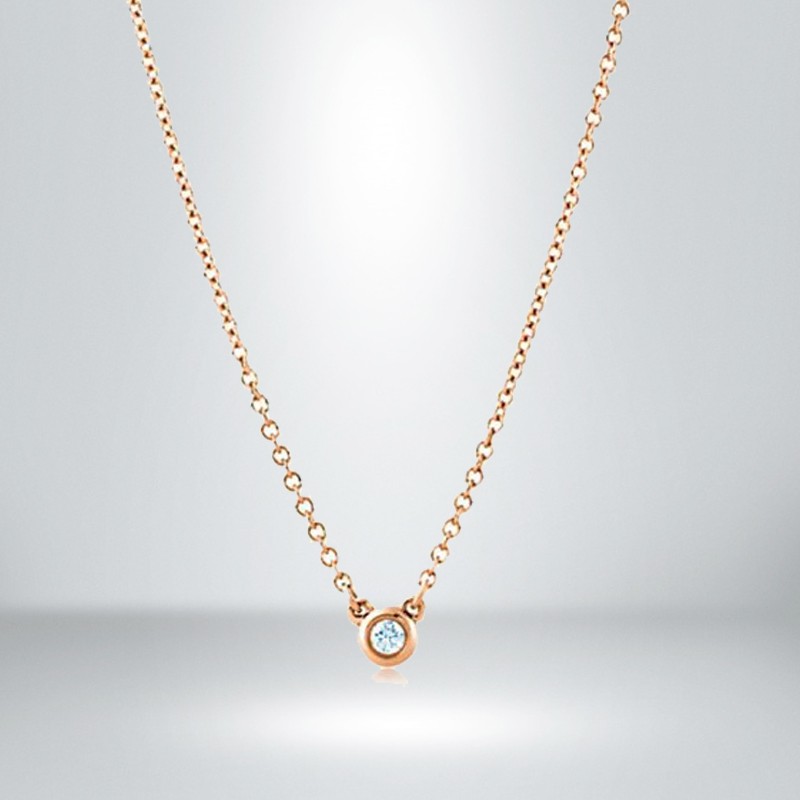 tiffanyco蒂凡尼项链蒂芙尼女士18k玫瑰金镶钻吊坠钻石金礼物003克拉