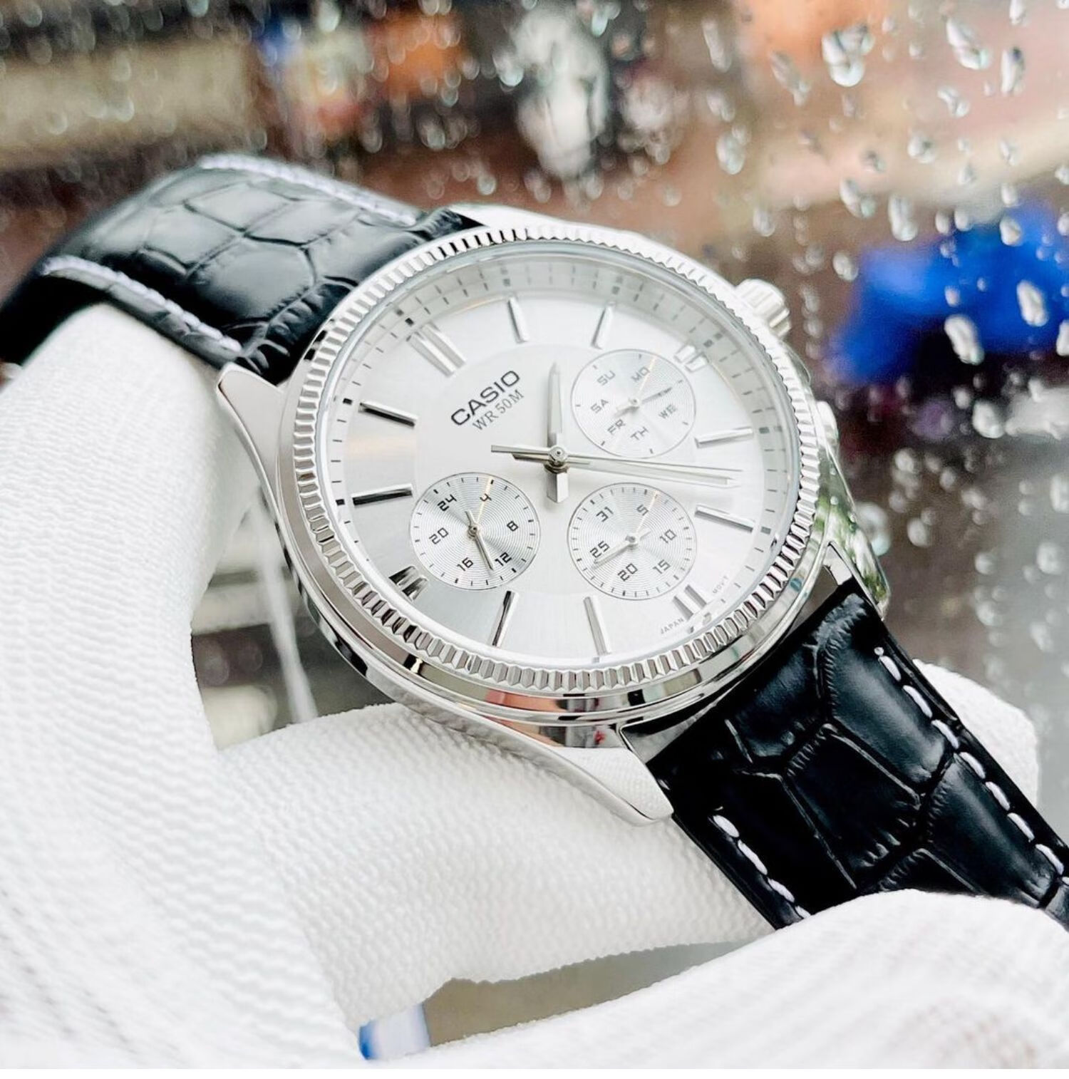 卡西欧(casio) 手表男防水三眼石英表白领商务男士钢铁之心mtp-1375l