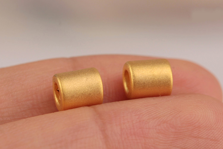 3d硬金黄金999足金6mm磨砂桶珠3mm大孔转运珠桶珠圣诞节礼物63mm7mm