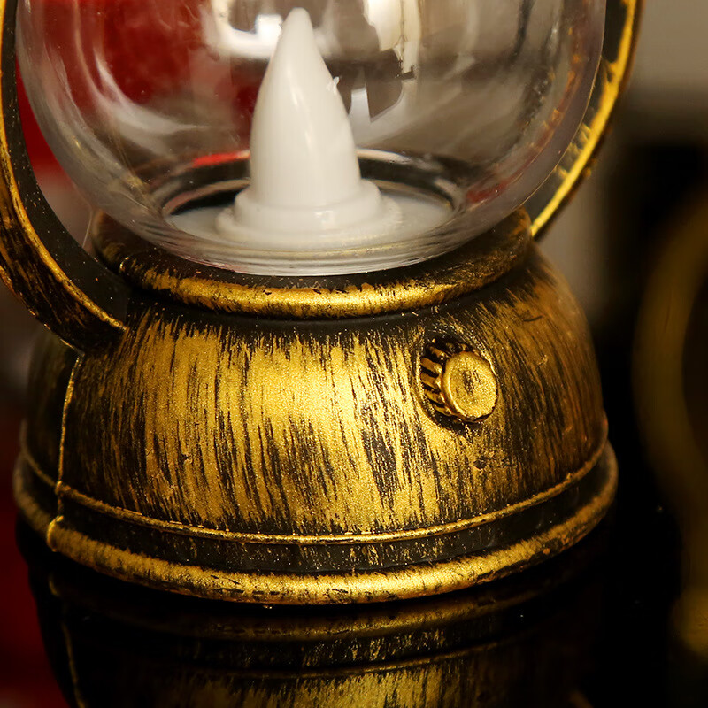 复古新款马灯led电子蜡烛马灯创意风灯宫灯手提灯煤油灯造型 铜金色 2