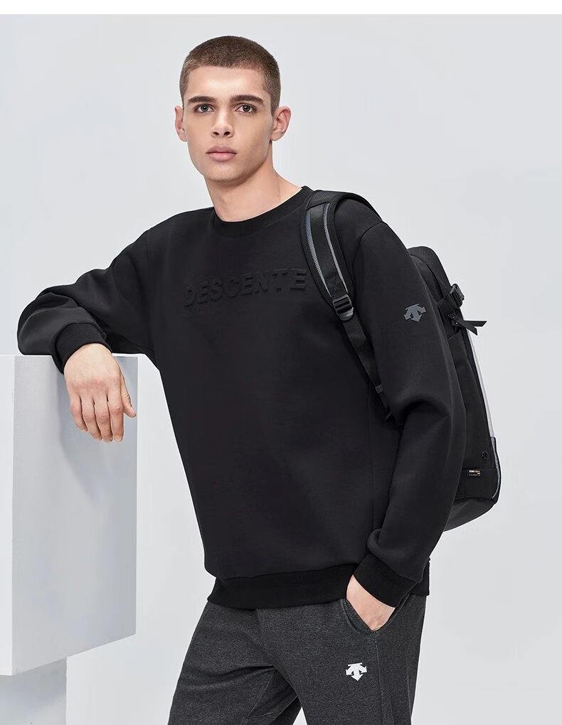 迪桑特(descente)卫衣element圆领长袖运动休闲男旗舰男装女装 黑色