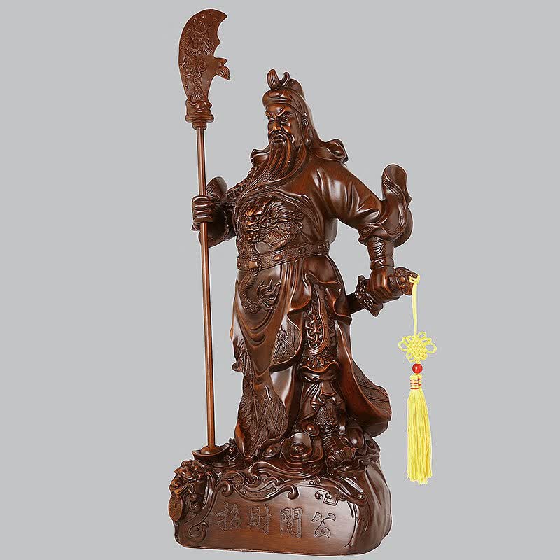 礼缘结善 关公像武财神关羽关二爷摆件工艺礼品睁眼闭眼供奉大刀神龛