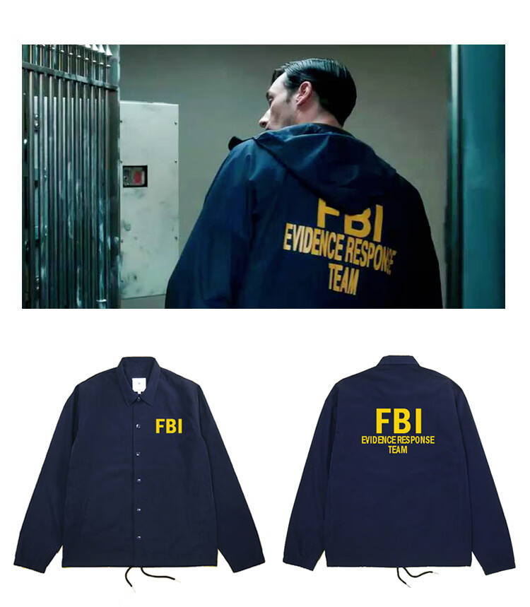 美式fbi衣服休闲工装教练夹克男外套春秋季宽松潮流探员识别风衣 fbi