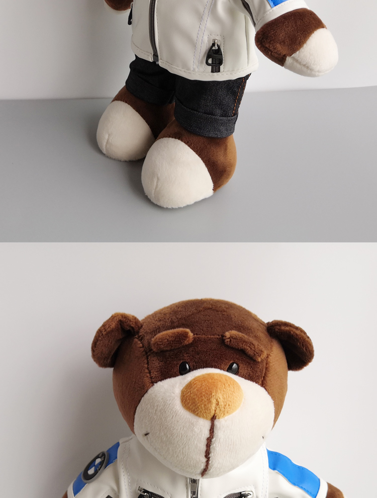 宝马皮衣小熊拉力熊公仔摩托车装饰玩偶摩旅尾箱挂件玩具娃娃礼物黑色