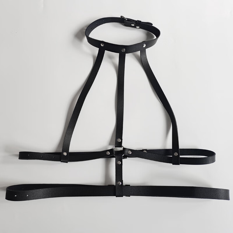 性感胸带身体束缚带朋克哥特皮革情趣内衣配饰露胸捆绑皮带诱惑 黑色
