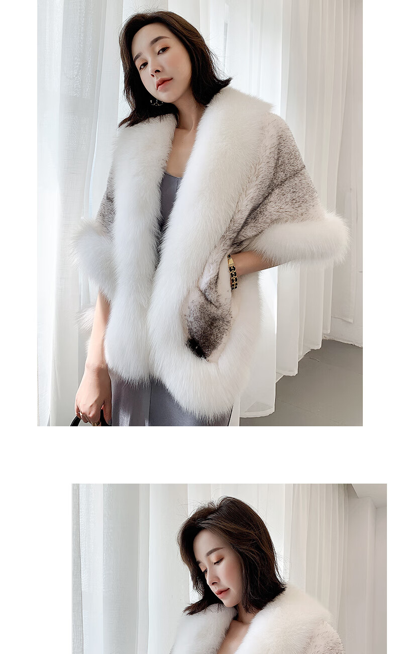 高端品牌佐法依 十字貂水貂披肩 整貂皮草斗篷披风狐狸毛边短外套礼服