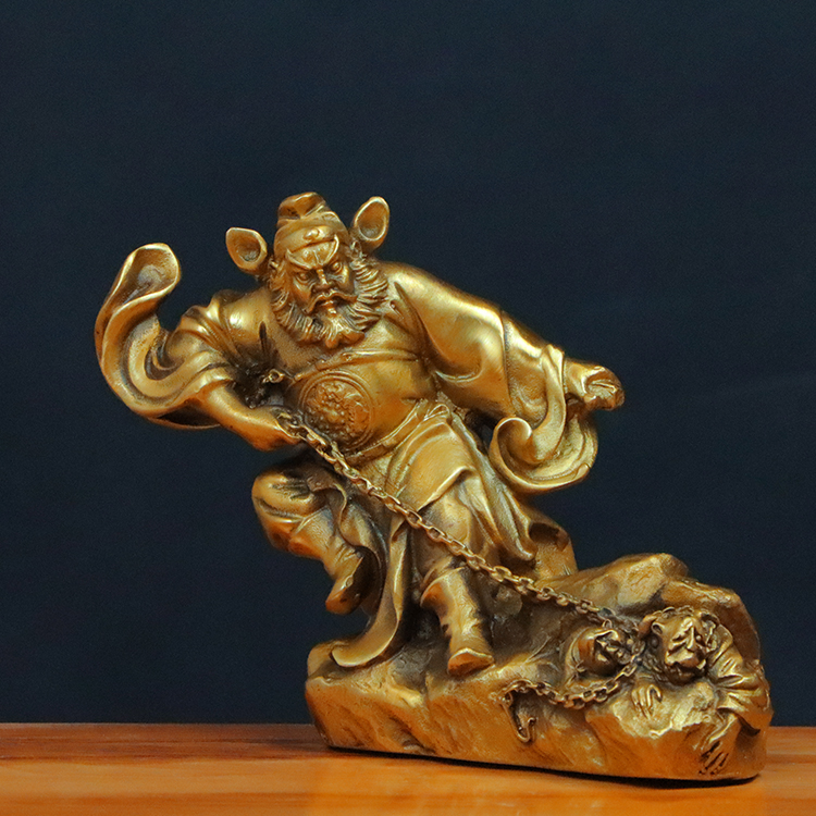 纯铜钟馗神像摆件 道教天师钟馗像赐福 降妖除魔店铺供奉 持扇子钟馗