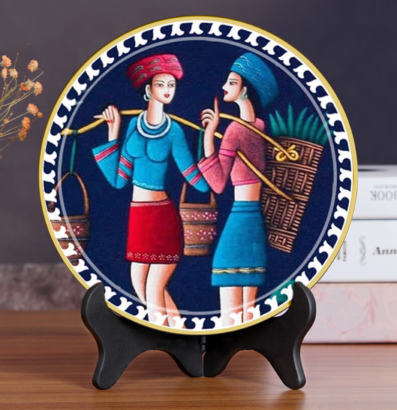 少数民族摆件 广西壮族摆件抽象装饰品少数民族风纪念品壮锦飞鸟铜鼓