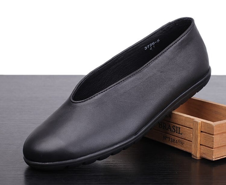 老北京布鞋男休闲鞋防滑耐磨圆口皮鞋老头鞋一脚蹬真皮透气爸爸鞋