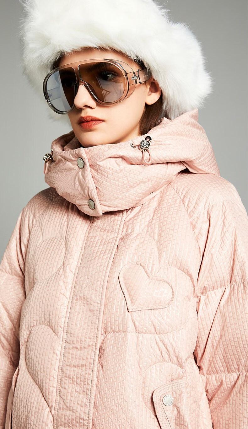 蒙口(moncler)店官网羽绒服女白鸭绒中长轻薄款爱心纹理时尚潮流 白色