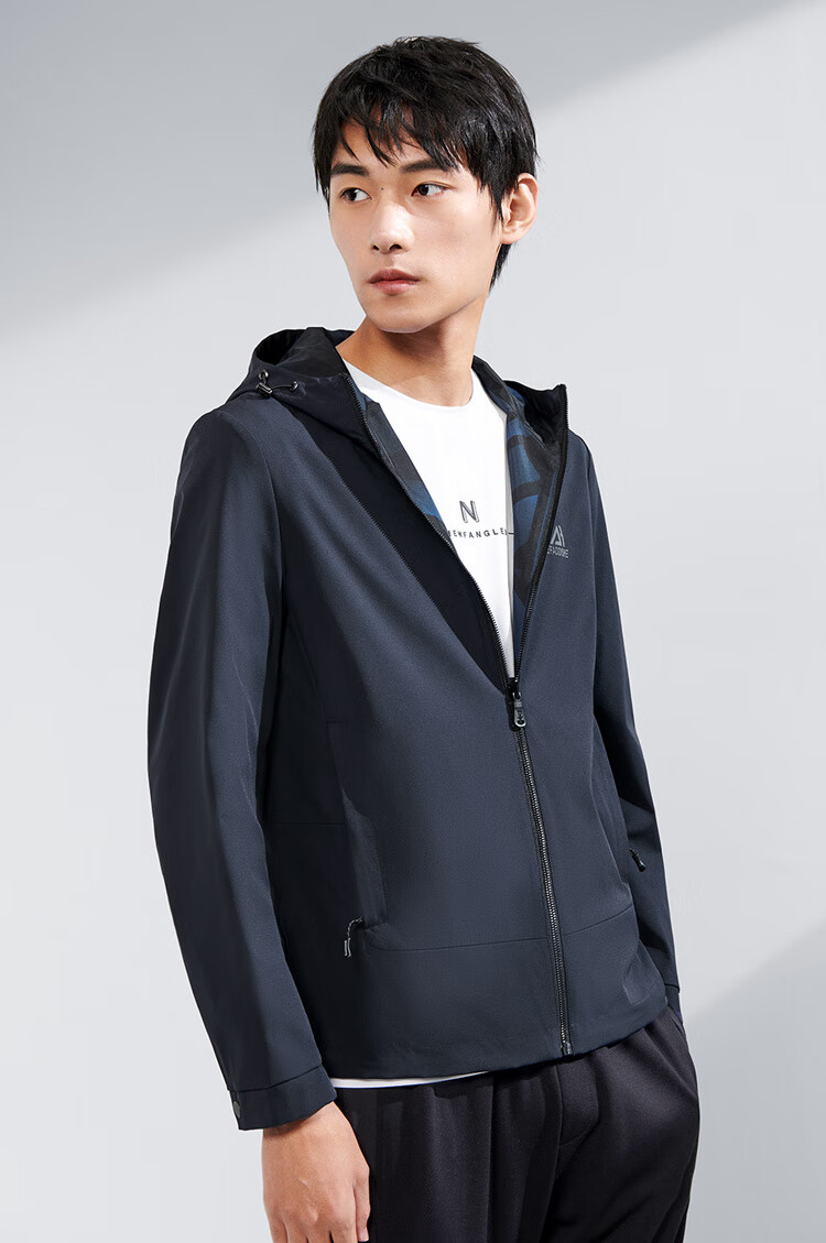 hla海澜之家夹克休闲连帽时尚双面穿外套hwjad1q319a藏青1917592al