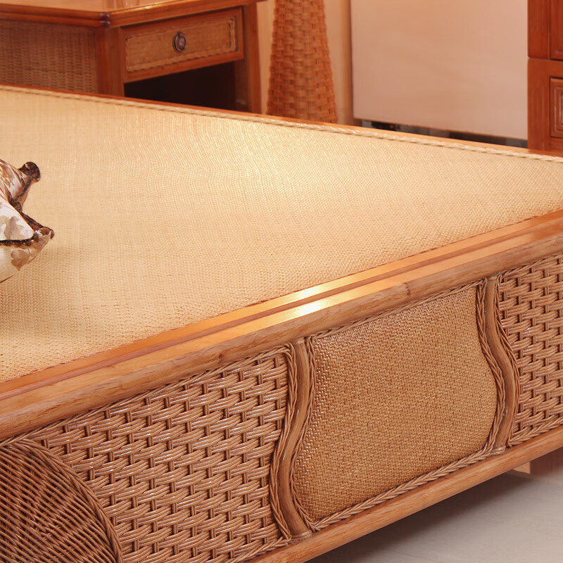 定制轻奢藤艺床创意卧室藤床民宿家具客栈藤编床双人床18米藤编床其他