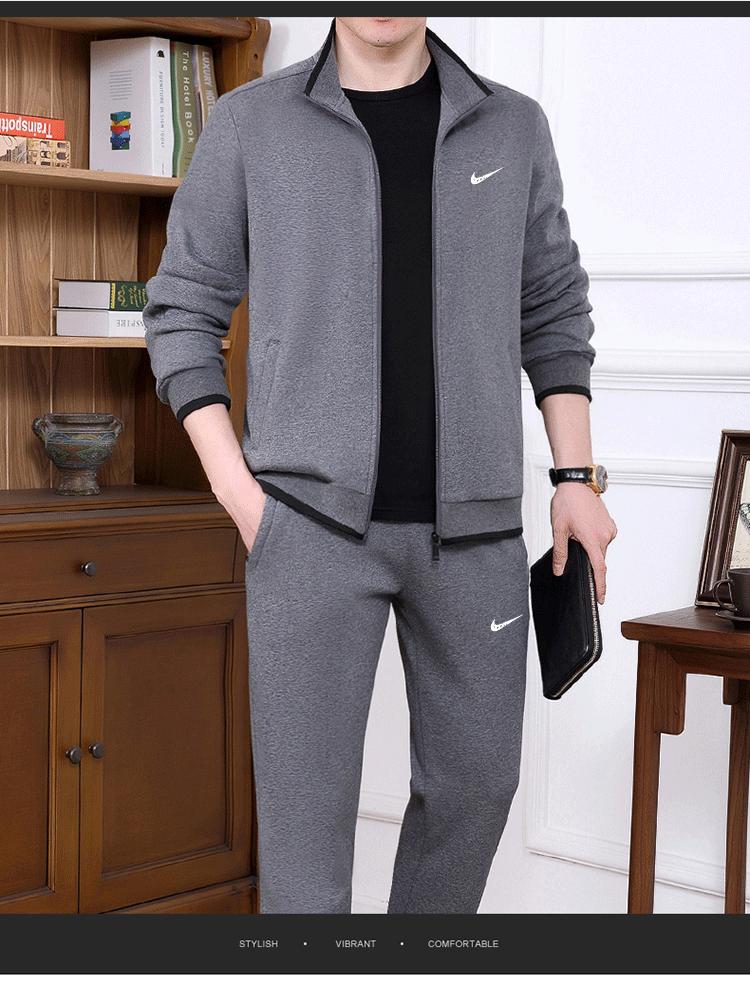 耐克(nike) 耐克中老年运动套装男秋冬季加绒大码休闲运动服爸爸秋装