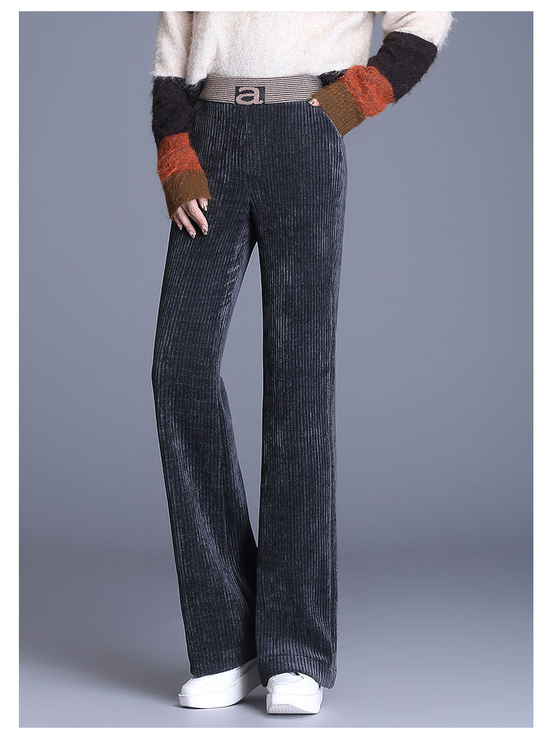 【放心购】 加厚条绒阔腿裤2019秋冬高腰垂坠感拖地灯芯绒裤子女直筒