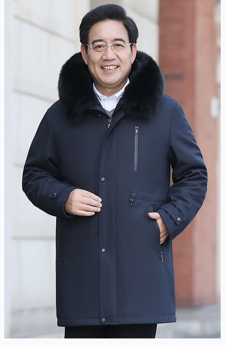 中老年可拆卸皮草内胆爸爸冬装加厚外套老人男尼克服爷爷棉衣棉袄