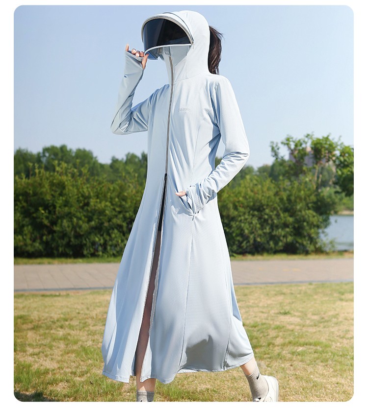 日本upf50 防晒衣女长款薄款同款原纱防晒衣女夏季长款全身紫外线透气