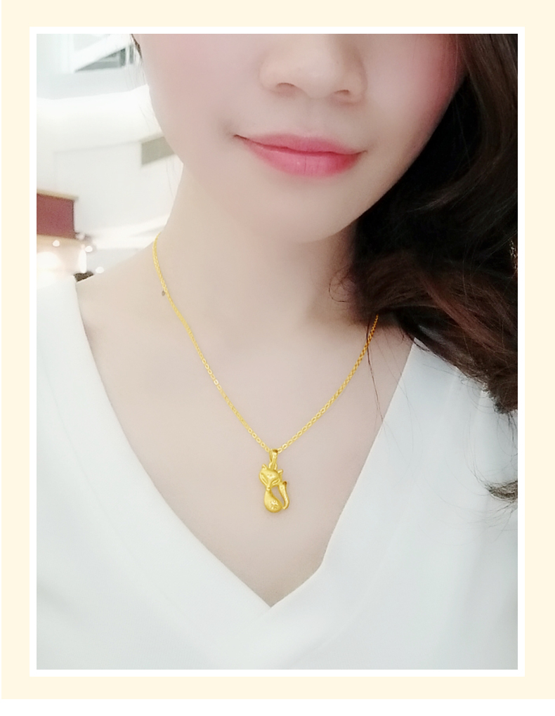 老凤凰黄金吊坠女款足金狐狸坠子时尚可爱项链坠饰品 狐灵儿吊坠(配