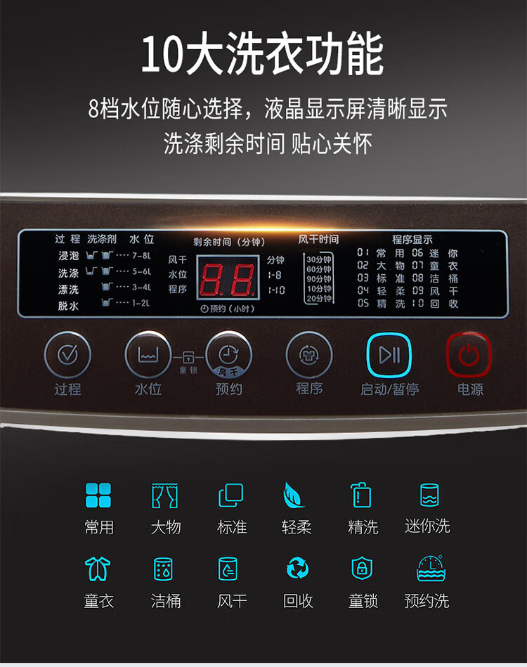 长虹洁立方洗衣机全自动小型家用810kg波轮迷你宿舍婴儿洗脱一体we