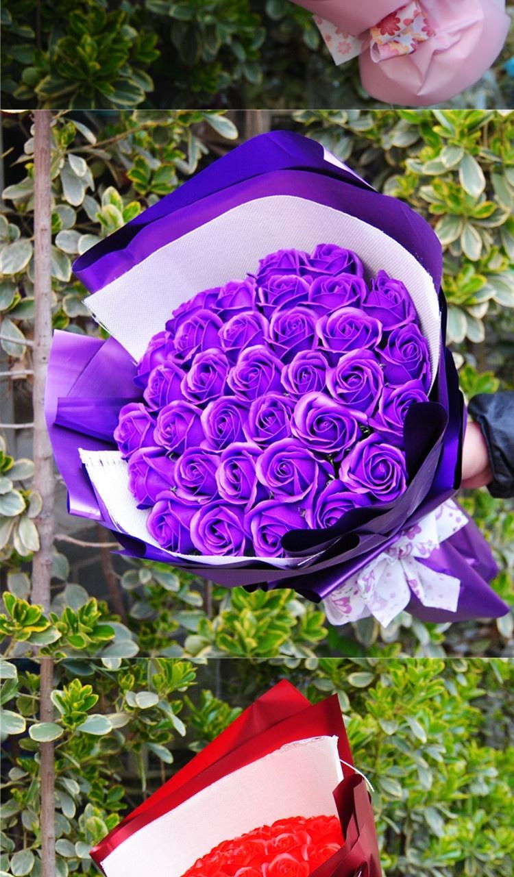 手捧香皂玫瑰花束生日礼求婚99朵仿真花假花新年情人节礼物女友52朵红