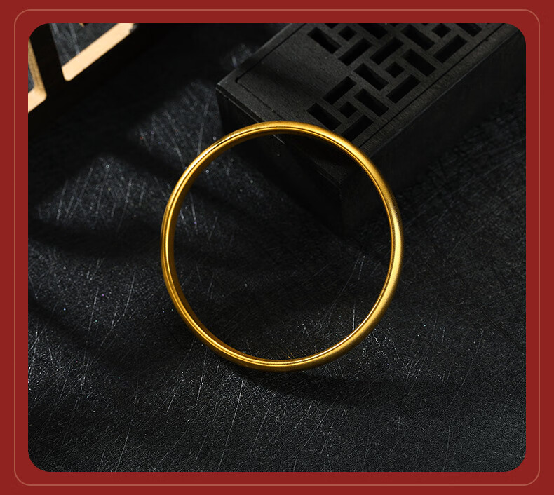 老凤凰传承古法黄金手镯足金9999实心金镯子宽面泥鳅背手镯素圈手环伊