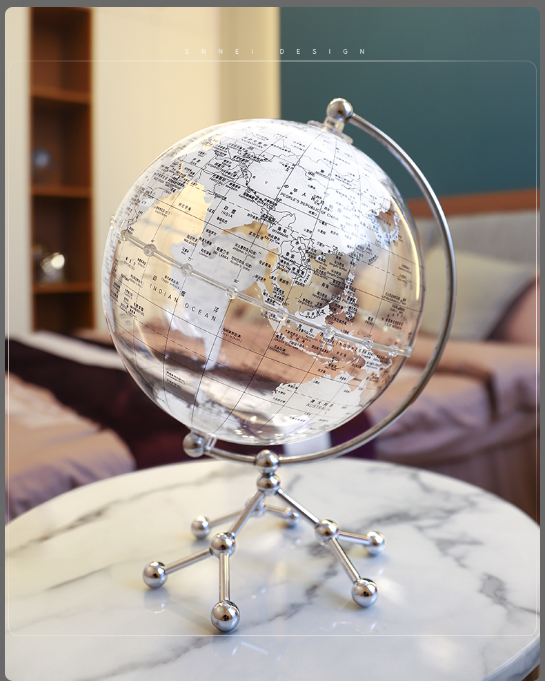 snnei室内创意透明地球仪摆件轻奢高档客厅电视柜办公室桌面装饰品