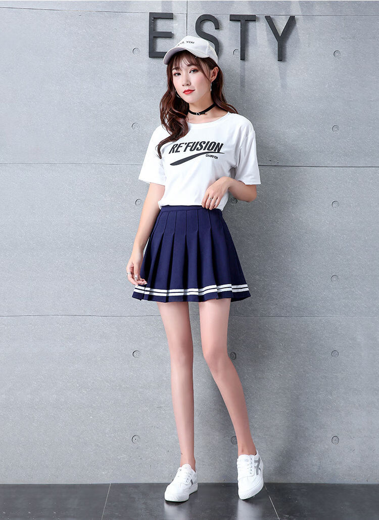 百褶裙jk制服短裙子女学生韩版学院风a字裙半身裙显瘦裙裤防走光 白色