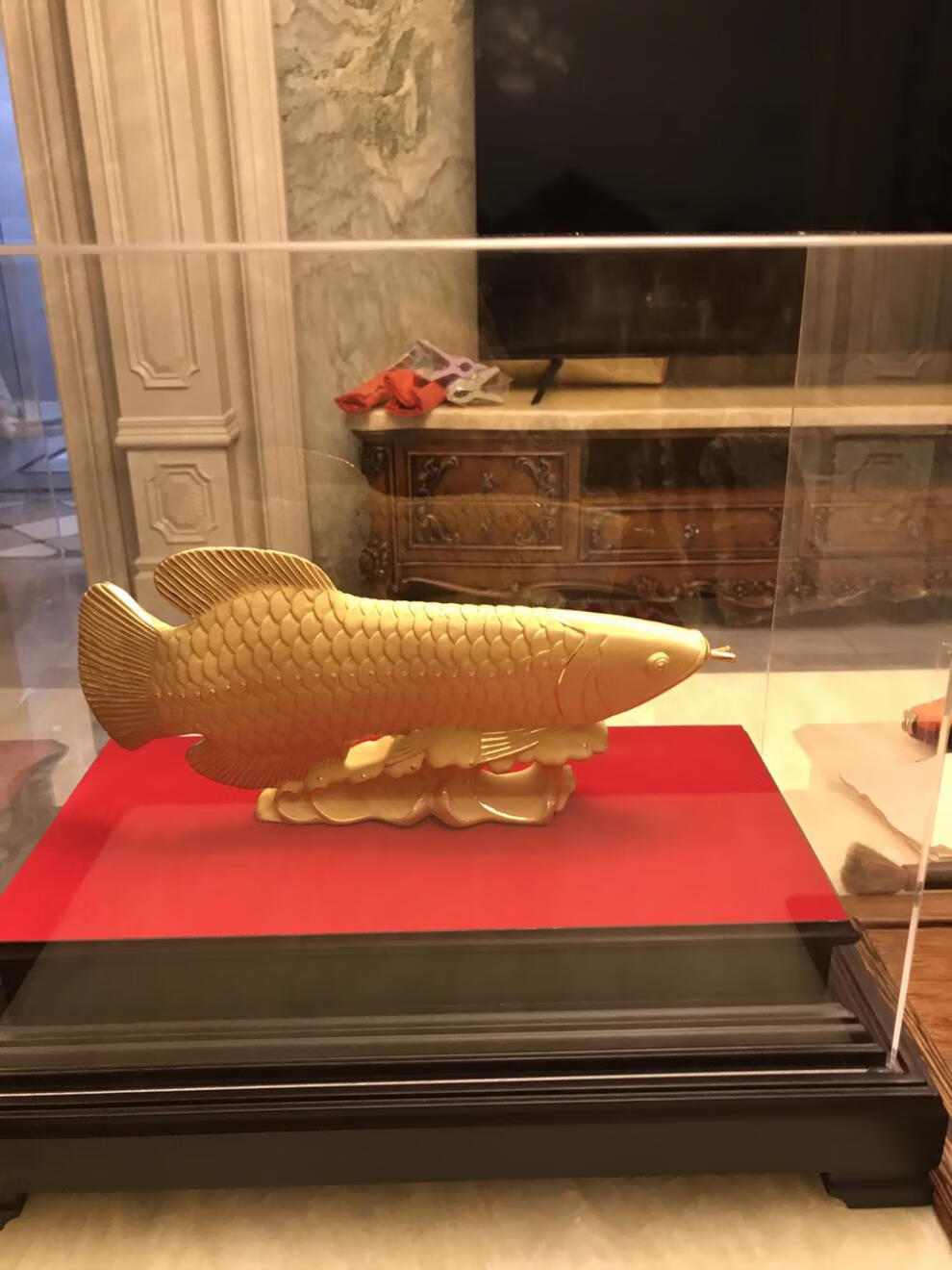 金龙鱼摆件黄金店金龙鱼摆件绒沙金乔迁新居客厅办公室开业礼品中式q8
