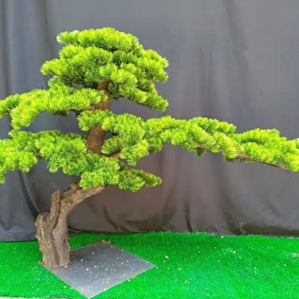 仿真松枝迎客松叶假松针崖柏家居装饰中式造景塑料花美人松批发仿真