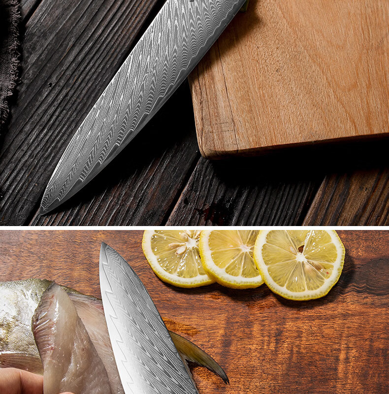 渡山厨刀大马士革钢刀西餐主厨刀西式厨师刀菜刀专用厨房刀具牛刀料理
