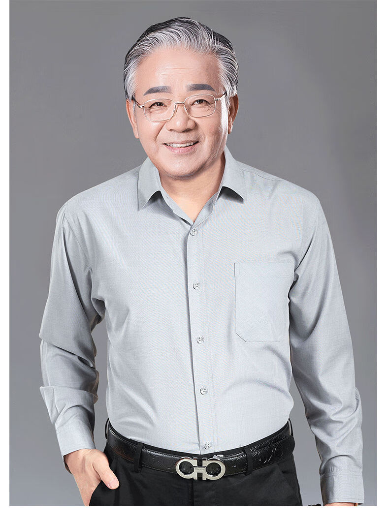 爸爸装夏季衣服男士长袖衬衫老人冰丝款衬衣中老年人上衣爷爷装官方高