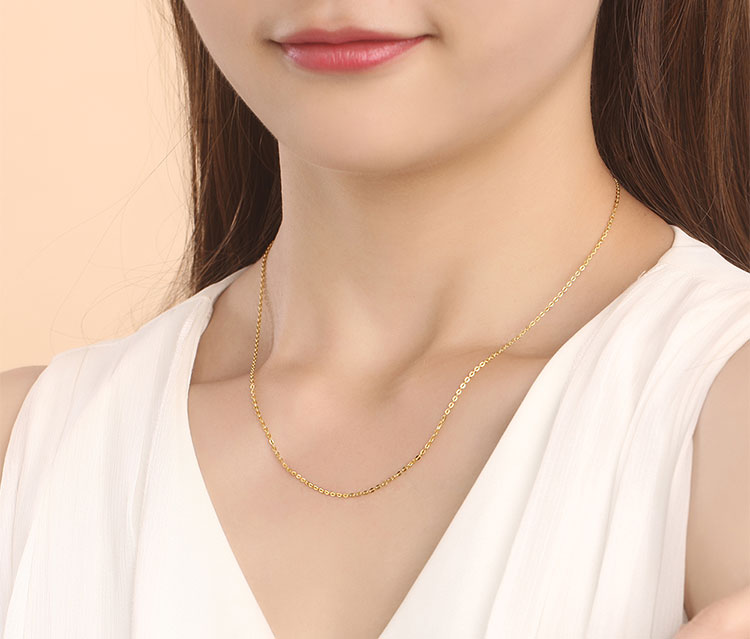 金艺鑫黄金项链女吊坠配链简约百搭o字链金链子女士锁骨链m扣结婚999