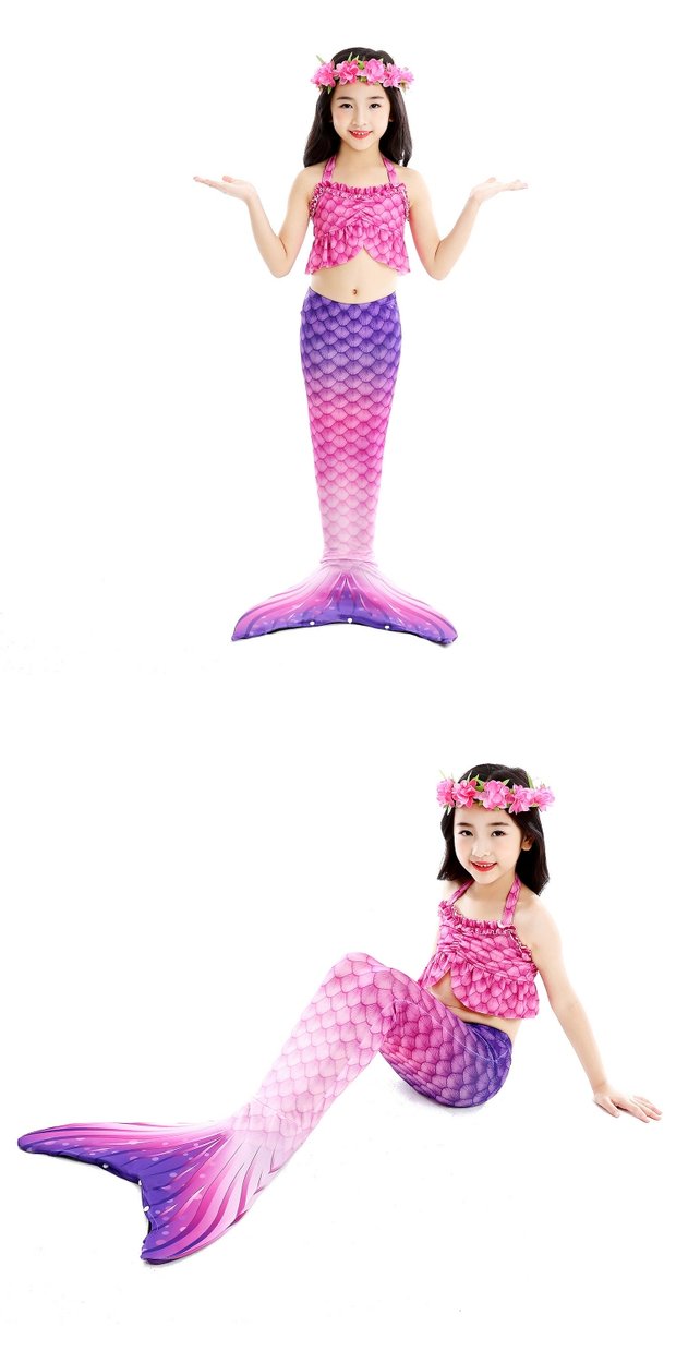 美人鱼服装人鱼尾巴泳衣女童公主裙游泳衣裤套装儿童温泉泳装套装gb
