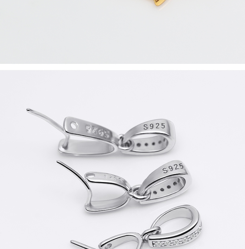 高端品质银吊坠扣头翡翠玉器玉佛925银扣子玉坠扣玉佩夹扣佛公银扣