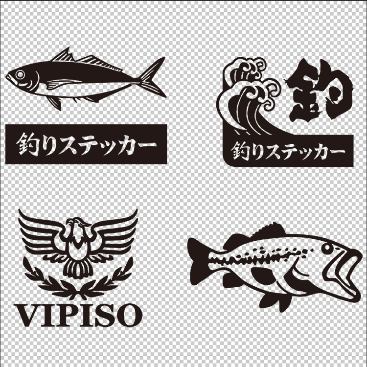 适用于钓鱼装饰钓箱装饰渔具配件定制钓鱼贴纸钓鱼车贴动物图案车身贴