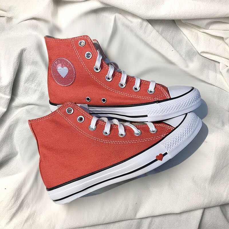 converse匡威 all star 爱心 情人节限定 高帮 牛仔布 男女情侣 帆布