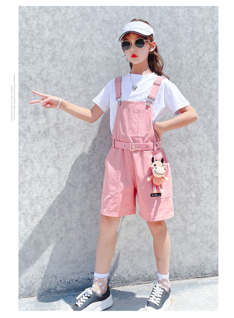 薄款4-12岁小女孩百搭休闲吊带女童套装洋气网红热裤小牛两件套衣服潮