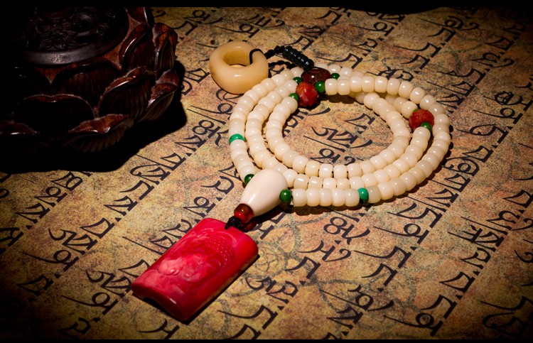 豪珠鹿骨手串鹿骨108颗佛珠男女款骨头珠子手链鹿骨diya款97mm参