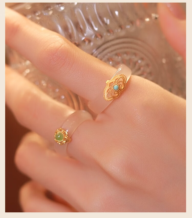 恋铂(lianbo)盛华年高冰古法荔枝冻指环戒指感女定制款 蓝色如意款 15