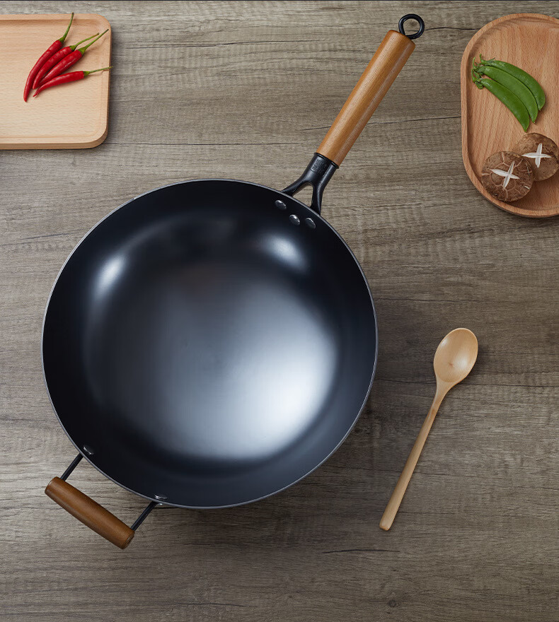 凹面电磁炉专用炒锅圆底铁锅铸铁无涂层炒菜锅煤燃气灶通用 帅巢 32圆