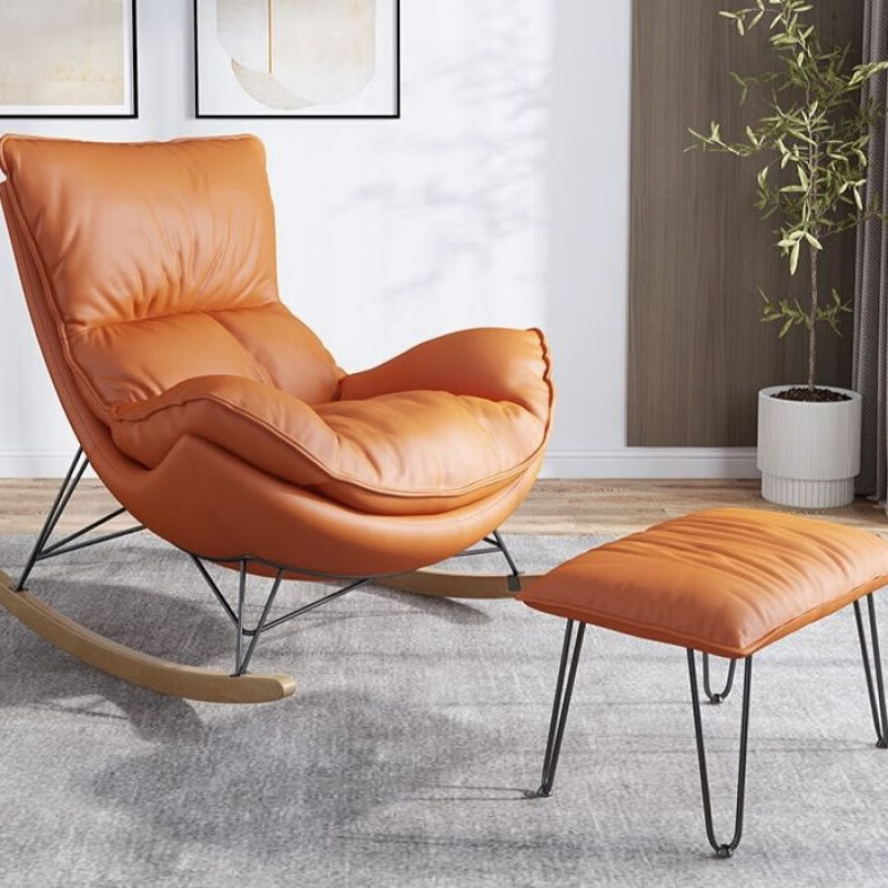 网红椅摇摇椅懒人椅沙发椅成人家用客厅阳台单人龙虾椅活力橙科技布