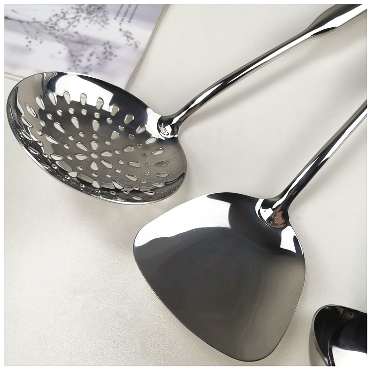 316不锈钢中式炒菜厨具长柄漏勺汤勺铲子长铲加厚防烫炒勺套装316汤勺