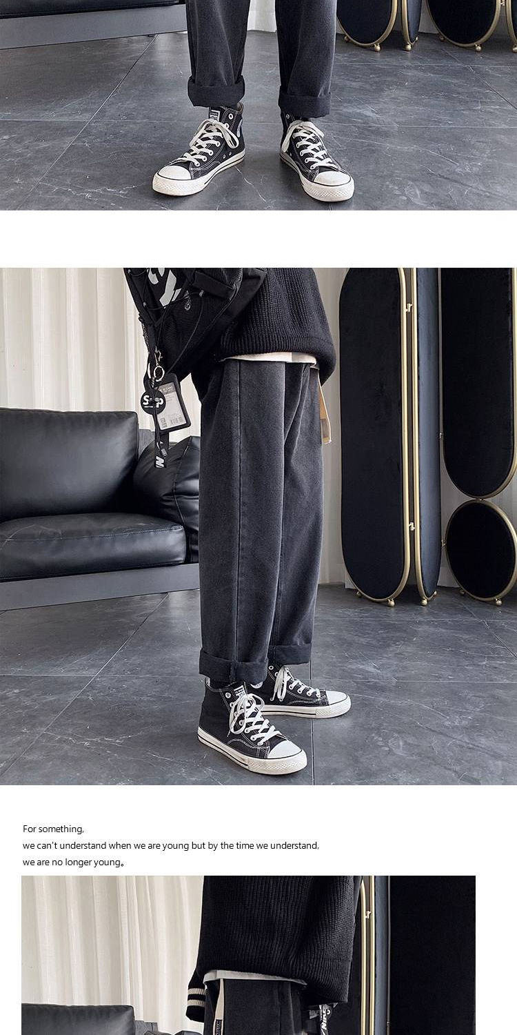 学生港风休闲初恋百搭裤子男生阔腿老爹裤 c92蓝色 3xl160斤-175斤