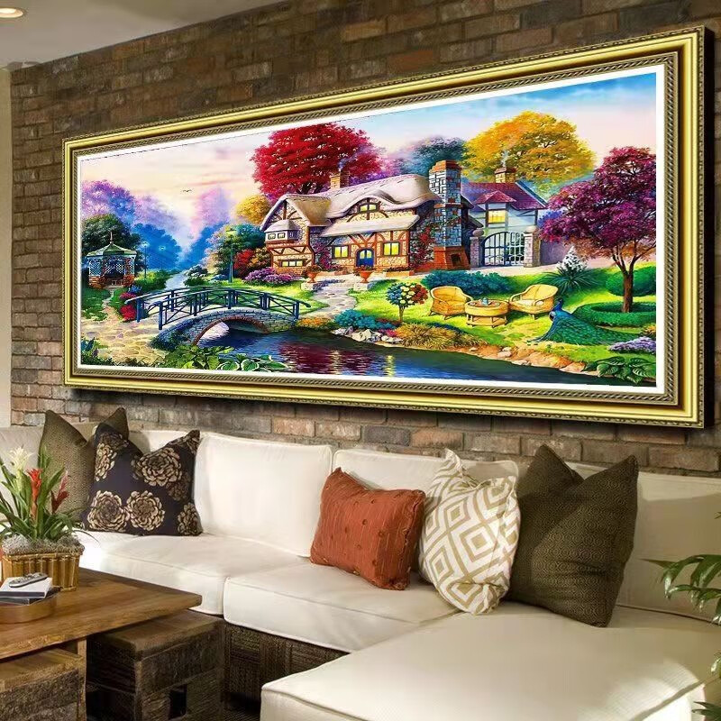苔丽丝欧式梦幻花园小屋新款风景十字绣大幅客厅65种线满绣自己线绣