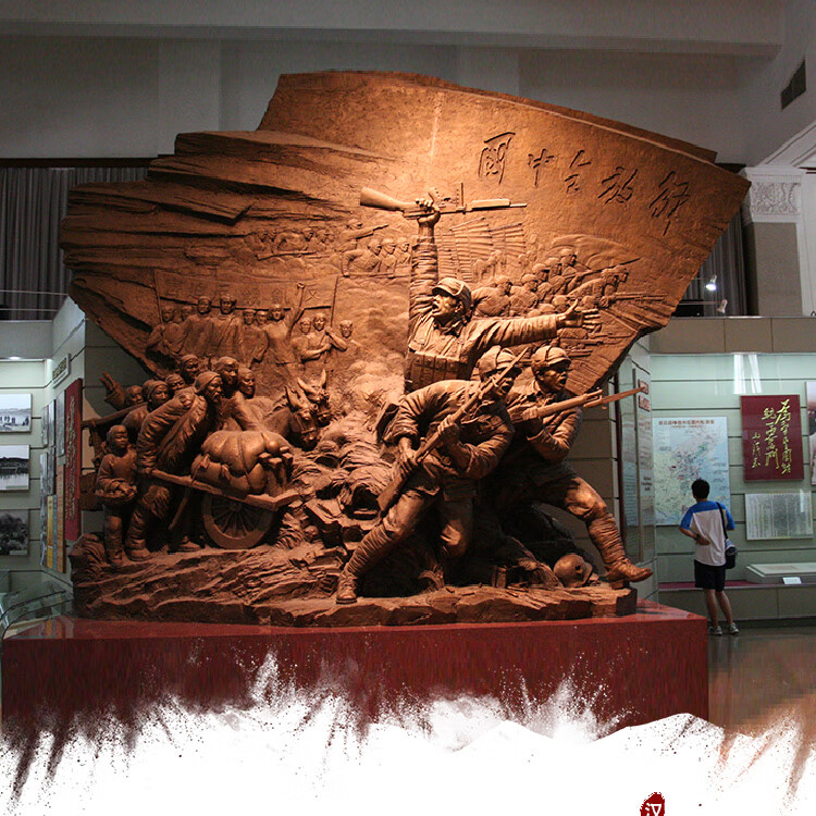 军人雕塑 红军长征过草地情景雕塑 八路军部队人物雕塑定制 大型铸铜